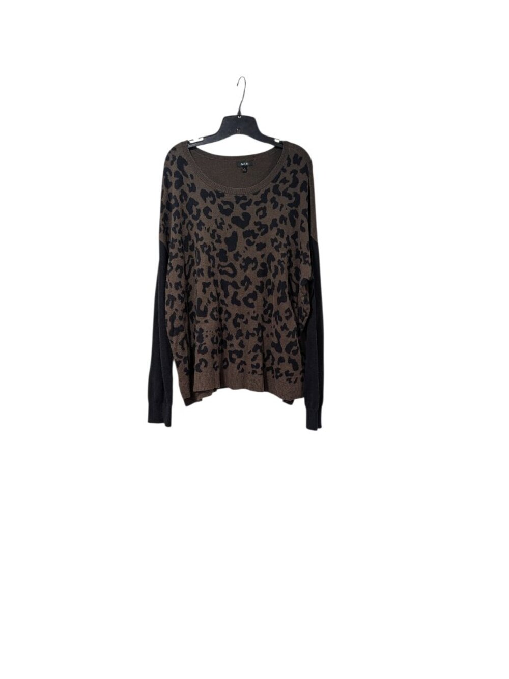Apt. 9 Brown & Black Leopard Print Color Block Sweater Casual Statement Sz XL